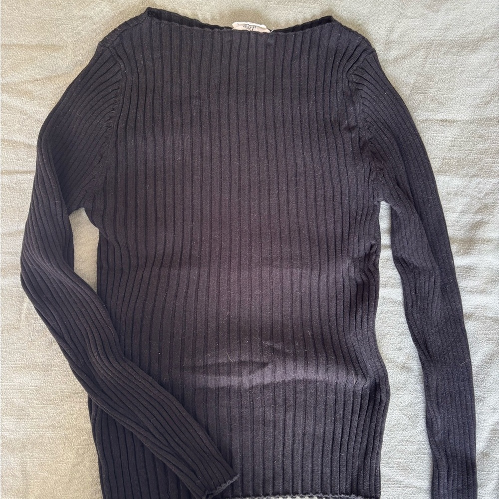 Love Bonito Black Ribbed Sweater